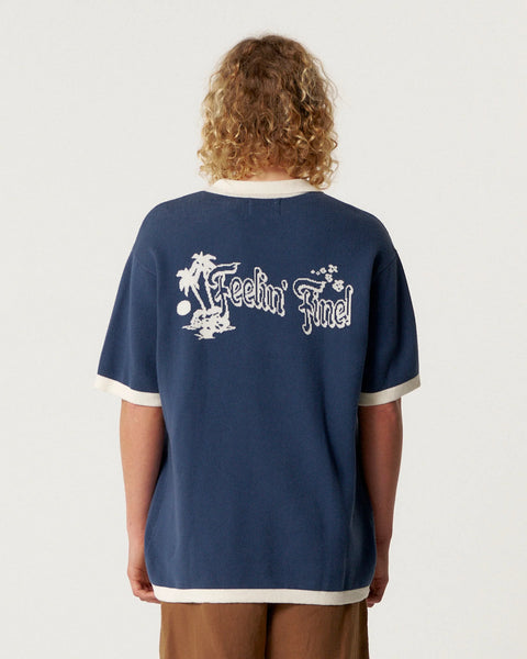 TCSS FEELINGS SS KNIT SHIRT NAVY